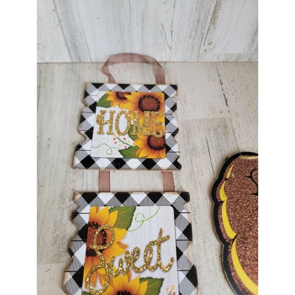 Thanksgiving home sweet home sunflower pumpkin hanging sign set - Picture 4 of 8